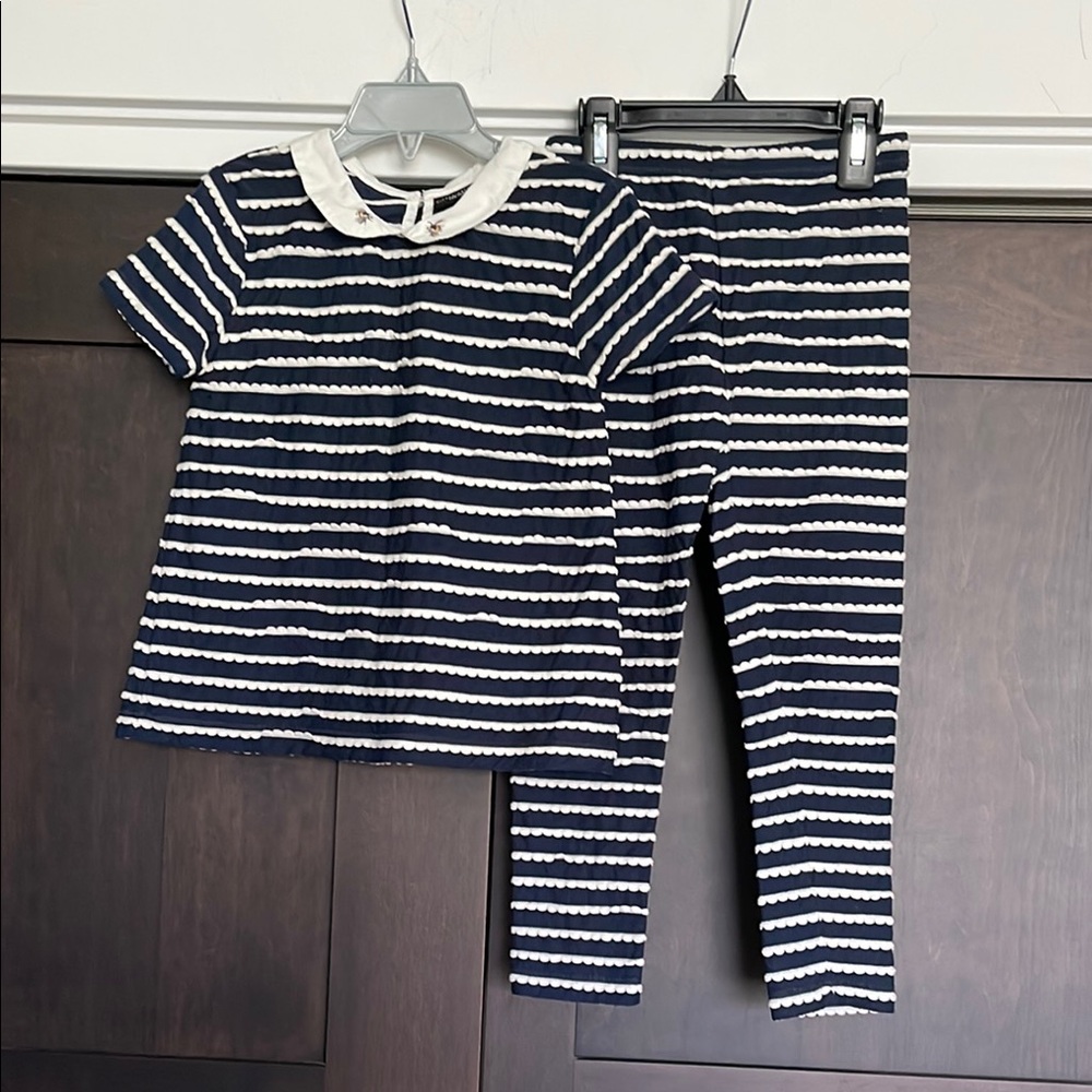Victoria Beckham Target Navy Scallop Detail Shirt and Leggings Set size 4T 5T